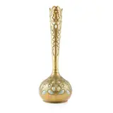 André Villien, FRENCH ART NOUVEAU VASE, CIRCA 1910, 1910, brass and opalescent glass