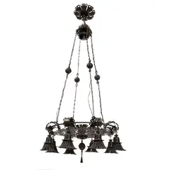 Alessandro Mazzucotelli, LARGE CEILING LIGHT, CIRCA 1910, 1910, wrought iron