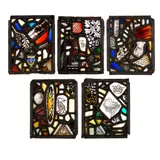Florence Camm, FIVE STAINED GLASS PANELS OF ARTS & CRAFTS DESIGN, CIRCA 1928, 1928, painted and leaded glass in a collage design