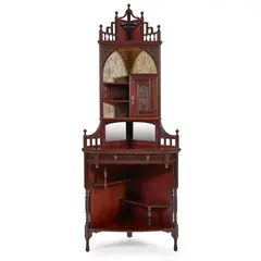 Henry William Batley, AESTHETIC MOVEMENT MAHOGANY CORNER CABINET, CIRCA 1875, 1875