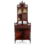 Henry William Batley, AESTHETIC MOVEMENT MAHOGANY CORNER CABINET, CIRCA 1875, 1875