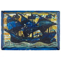 ARTS & CRAFTS PAINTED CERAMIC TILE, CIRCA 1900 by John Pearson, 1900, sold Nov 2020