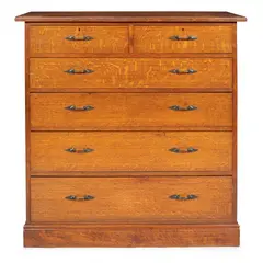 Arthur W. Simpson, ARTS & CRAFTS OAK CHEST OF DRAWERS, CIRCA 1920, 1920, each with characteristic bronze handles