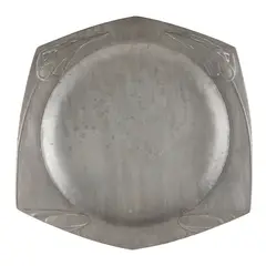 PEWTER HEXAGONAL PLATE, CIRCA 1902 by Joseph Maria Olbrich, 1902, sold Nov 2020