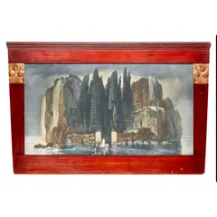 Arnold Böcklin, ISLE OF THE DEAD, within Secessionist mahogany and gilded gesso frame
