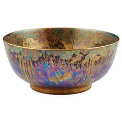 Daisy Makeig-Jones, 'FAIRYLAND LUSTRE' IMPERIAL BOWL, CIRCA 1925, 1925, printed and painted in gilt and coloured enamels with 'Jumping Faun' and Woodland Elves III' patterns