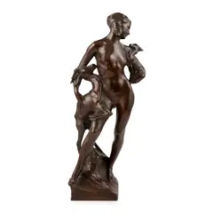 'THE GOATHERD' by Ferdinand Victor Blundstone, bronze, sold Nov 2020