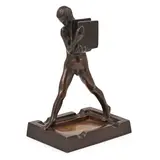 Josef Cantre, BRONZE VESTA, 20TH CENTURY, raised on a bronze tray