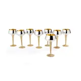 Stuart Devlin, Set of Eight Wine Stemmed Goblets, 1969, 1969, all raised on an inverted tapering textured silver gilt stems to a spreading foot
