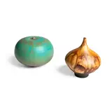 Rose Cabat, Two 'Feelies' Onion Skin Feelie Brown / Squat Feelie Aqua