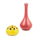 'FROG'/FLOWER HOLDER, CIRCA 1893 by Christopher Dresser, 1893, puce glaze, sold Apr 2020
