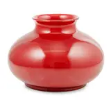 SQUAT BALUSTER VASE, CIRCA 1895 by Christopher Dresser, 1895, covered with a puce glaze, sold Apr 2020