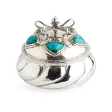 Omar Ramsden, ARTS & CRAFTS SILVER & ENAMEL BOX AND COVER, LONDON 1907, 1907, set with enamel cabochons