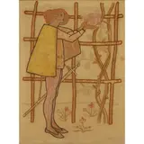Arthur Gaskin, 'THE PRINCE AND THE ROSE BUSH' EMBROIDERED PANEL, CIRCA 1900, 1900, coloured silks and wools on a wool ground