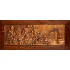 Oliver Wheatley, 'MUSES', FRAMED COPPER PANEL, CIRCA 1900, 1900, in an oak frame