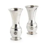 A. E. Jones, PAIR OF SILVER TRUMPET VASES, BIRMINGHAM 1921