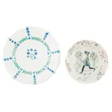 Jessie M. King, HAND-PAINTED POTTERY BOWL AND PLATE, CIRCA 1940