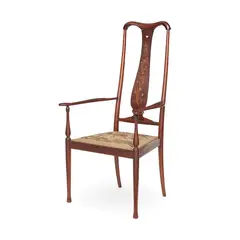 George Henry Walton, INLAID MAHOGANY ‘BRUSSELS’ ARMCHAIR, CIRCA 1900, 1900