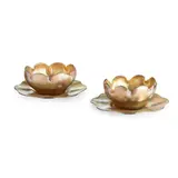 PAIR OF 'FAVRILE' IRIDESCENT FINGER BOWLS AND STANDS, CIRCA 1920 by Tiffany Studios, 1920, sold Apr 2020