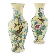 Théodore Deck, PAIR OF FRENCH AESTHETIC MOVEMENT FAÏENCE BALUSTER VASES, CIRCA 1880, 1880