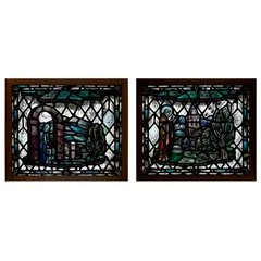 Gordon Macwhirter Webster, PAIR OF STAINED, PAINTED AND LEADED GLASS PANELS, CIRCA 1950, 1950