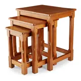 OAK NEST OF THREE TABLES, 1950S by Robert 'Mouseman' Thompson, sold Apr 2020
