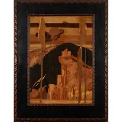Albert James Rowley, 'ITALIAN TOWN' FRAMED MARQUETRY PANEL, CIRCA 1920, 1920