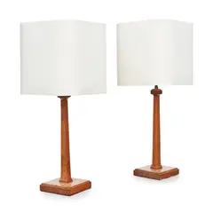 Betty Joel, PAIR OF SATIN BIRCH TABLE LAMPS, CIRCA 1926, 1926