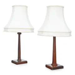 Betty Joel, NEAR PAIR OF ANDOMAN PADOUK WOOD TABLE LAMPS, CIRCA 1926, 1926