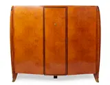 Jules Leleu, ART DECO BURR WALNUT ARMOIRE, 1930S