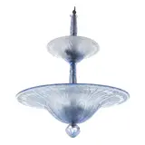 Daum, ART DECO ETCHED BLUE GLASS CEILING LIGHT, CIRCA 1930