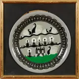 Scottie Wilson, 'VILLAGE' CERAMIC PLATE, CIRCA 1960