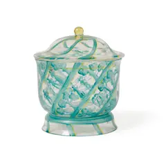 Wiener Werkstätte, FOOTED BOWL & COVER, CIRCA 1920, 1920, green and yellow painted glass