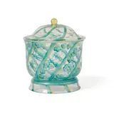 Wiener Werkstätte, FOOTED BOWL & COVER, CIRCA 1920, 1920, green and yellow painted glass