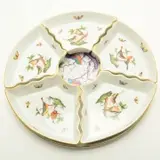 Herend, Porcelain Rothschild Bird Pattern Hors-deuvres Set.