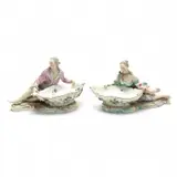 Pair of Figural Sweetmeat Bowls. by Meissen, sold Nov 2019