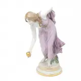 Porcelain Kugelspielerin Ball Player Figure by Meissen, 1861, sold Oct 2023