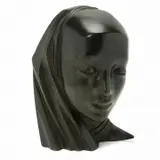 Hagenauer, Bronze African Female Head., 1898, Karl Hagenauer (Austrian, 1898-1956).  Dark bronze female with a head covering and necklace