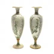 Sèvres, Art Nouveau Pate Nouvelle Pair of Porcelain Vases., 1893