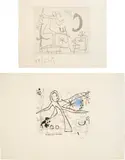 L'oiseau dressé (Standing Bird): two impressions by Joan Miró, 1960, Two soft-ground etchings, one with aquatint in colors, on Rives BFK paper, with margins, sold Apr 2017
