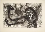 Joan Miró, Les géants (The Giants): plate 2, 1960, Aquatint in black and gray with embossing, on Rives BFK paper, with full margins