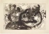 Joan Miró, Les géants (The Giants): plate 6, 1960, Aquatint in black and gray with embossing, on Rives BFK paper, with full margins