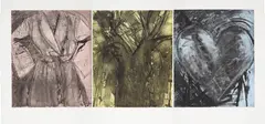 Jim Dine, Desire in Primary Colors, 1982, Triptych aquatint and electric tools in colors, on three sheets of Rives BFK paper, with full margins