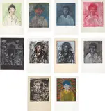 Jim Dine, Nancy Outside in July I; XIII-XIV; XVII; XIX-XXIV, 1978; and 1981, Ten etching and aquatints (seven in colors), some with extensive hand-coloring and additions, on various paper, with full margins