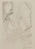 Pablo Picasso, Deux modèles vêtus (Two Dressed Models), plate 42, from La suite Vollard, 1933, Etching, on Montval paper, with full margins