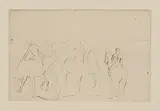Pablo Picasso, L'Abreuvoir (Chevaux au bain), from La suite des Saltimbanques, 1905, Drypoint, on Van Gelder paper, with full margins