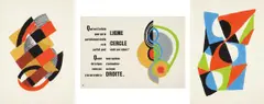 Sonja Delaunay, Rythmes-Couleurs, 1966, The complete set of 11 pochoirs in colors, on Richard de Bas paper, with full margins, in- and hors-texte, with text by Jacques Damase, all contained in the original blue linen-covered portfolio