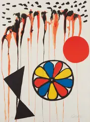 La mousson (The Monsoon) by Alexander Calder, 1965, Lithograph in colors, on Rives BFK paper, the full sheet, sold Apr 2017