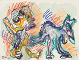 Karel Appel, Boy Walking a Dog
