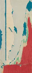Décollage by Jacques de la Villeglé, 1964, Paper collage in colors, on wood, mounted in open face aluminum backing and frame (as issued), offered Apr 2017